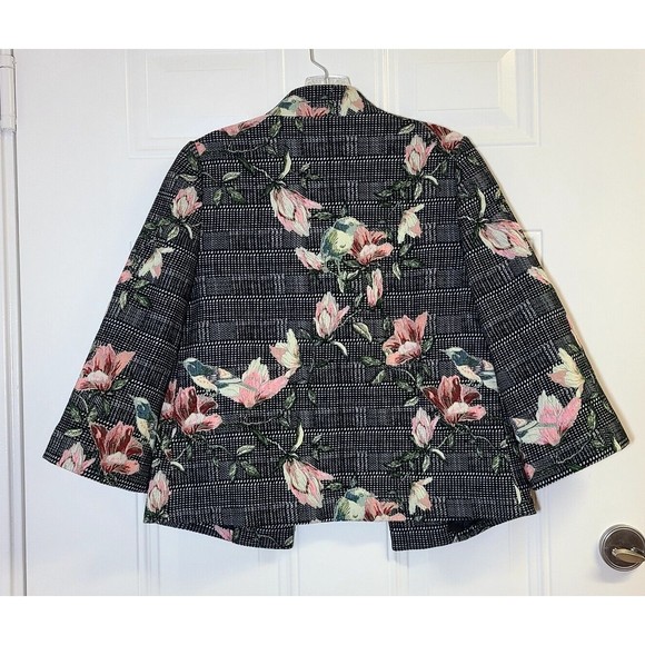 Black Label Chicos Size 00 XS Floral Jacket Lined Bird Multicolor - Picture 5 of 16